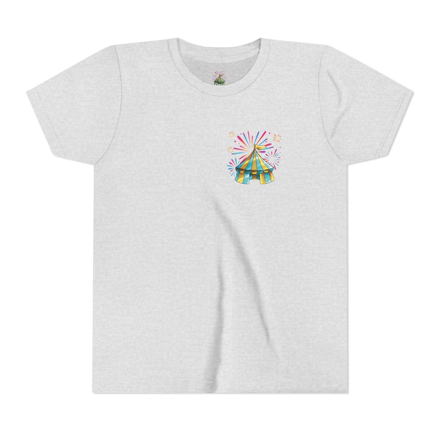 Youth Tee — Colorful Circus Tent Graphic (“The Circus Way: It’s a New Day, For a New Adventure”)