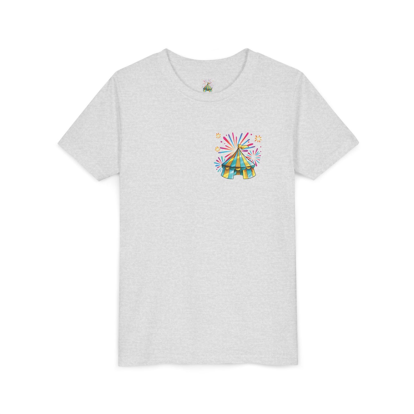 Youth Tee — Colorful Circus Tent Graphic (“The Circus Way: It’s a New Day, For a New Adventure”)