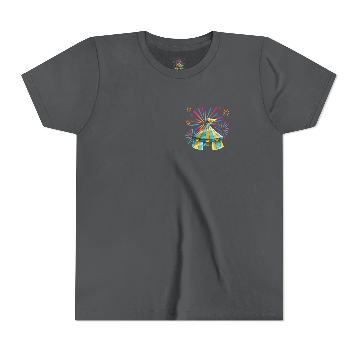 Youth Tee — Colorful Circus Tent Graphic (“The Circus Way: It’s a New Day, For a New Adventure”)