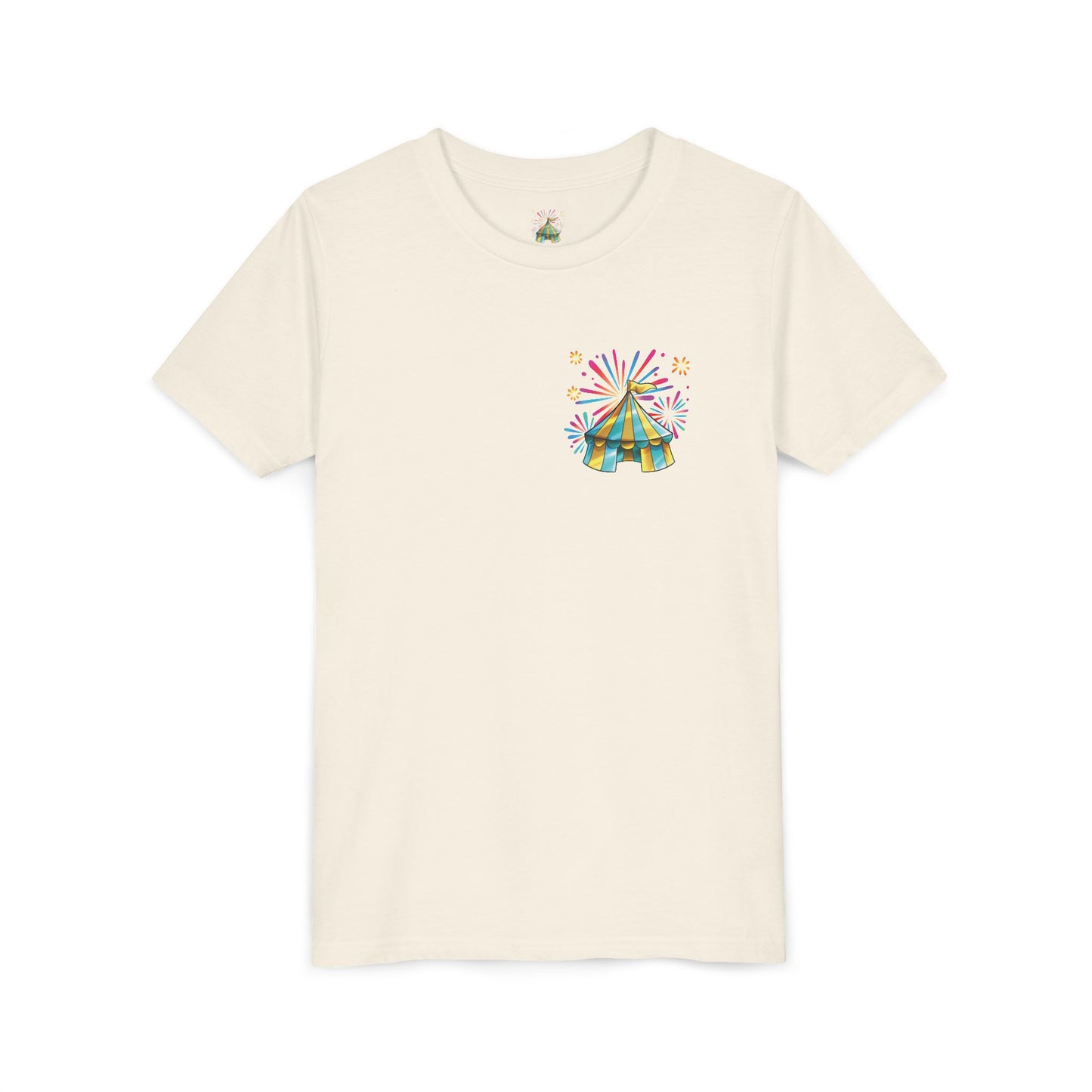 Youth Tee — Colorful Circus Tent Graphic (“The Circus Way: It’s a New Day, For a New Adventure”)