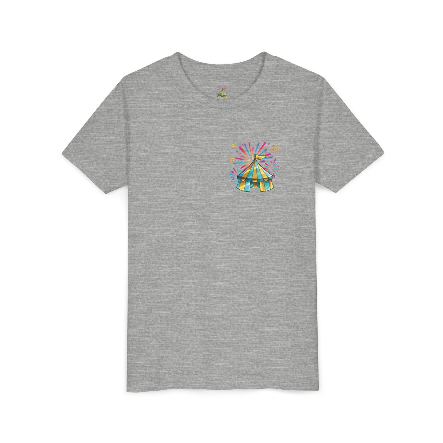Youth Tee — Colorful Circus Tent Graphic (“The Circus Way: It’s a New Day, For a New Adventure”)