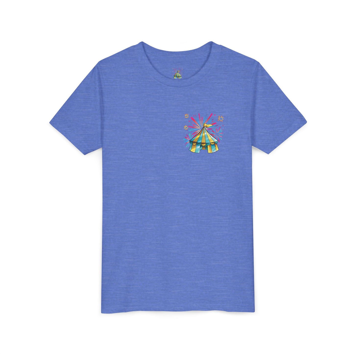 Youth Tee — Colorful Circus Tent Graphic (“The Circus Way: It’s a New Day, For a New Adventure”)