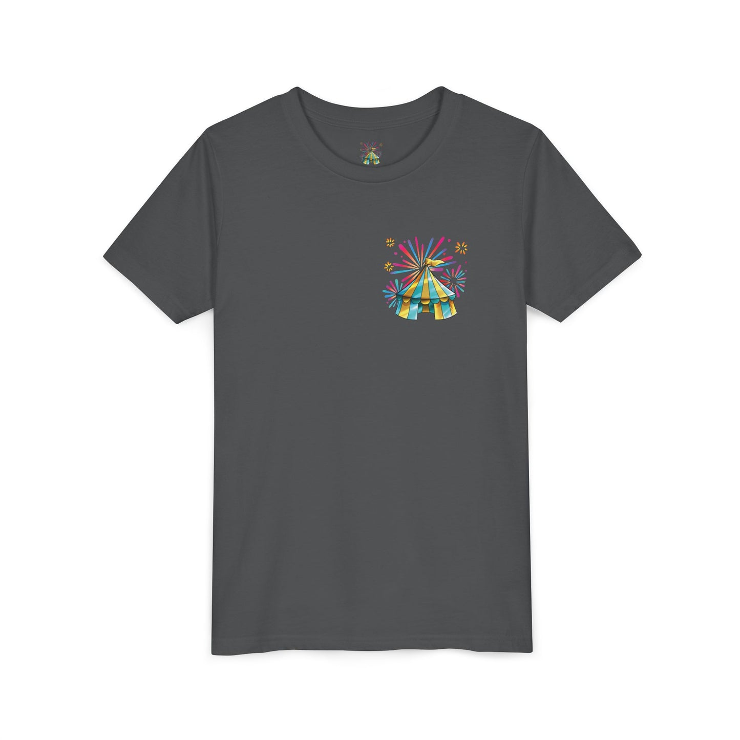 Youth Tee — Colorful Circus Tent Graphic (“The Circus Way: It’s a New Day, For a New Adventure”)