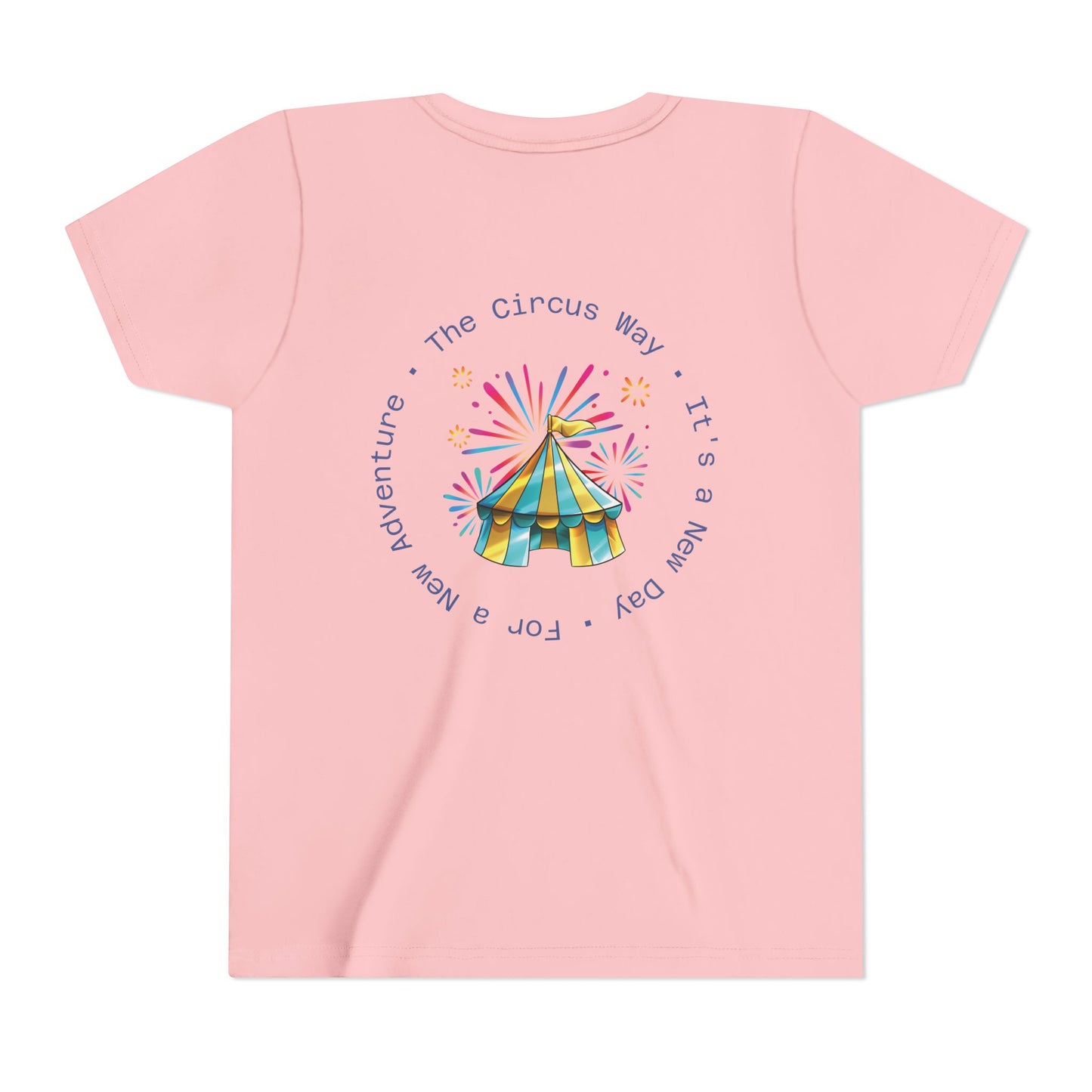 Youth Tee — Colorful Circus Tent Graphic (“The Circus Way: It’s a New Day, For a New Adventure”)