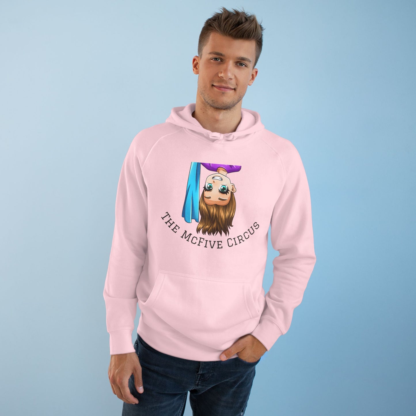 The McFive Circus Hoodie — Upside-Down Clown Graphic Pullover