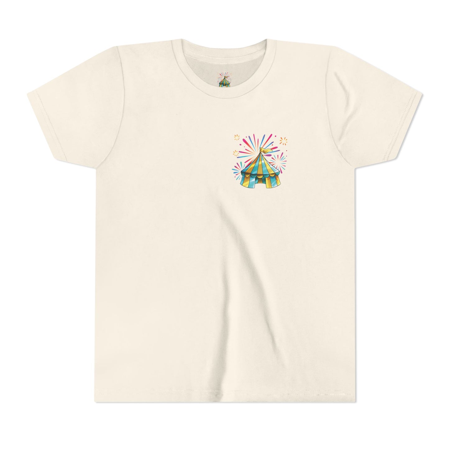 Youth Tee — Colorful Circus Tent Graphic (“The Circus Way: It’s a New Day, For a New Adventure”)