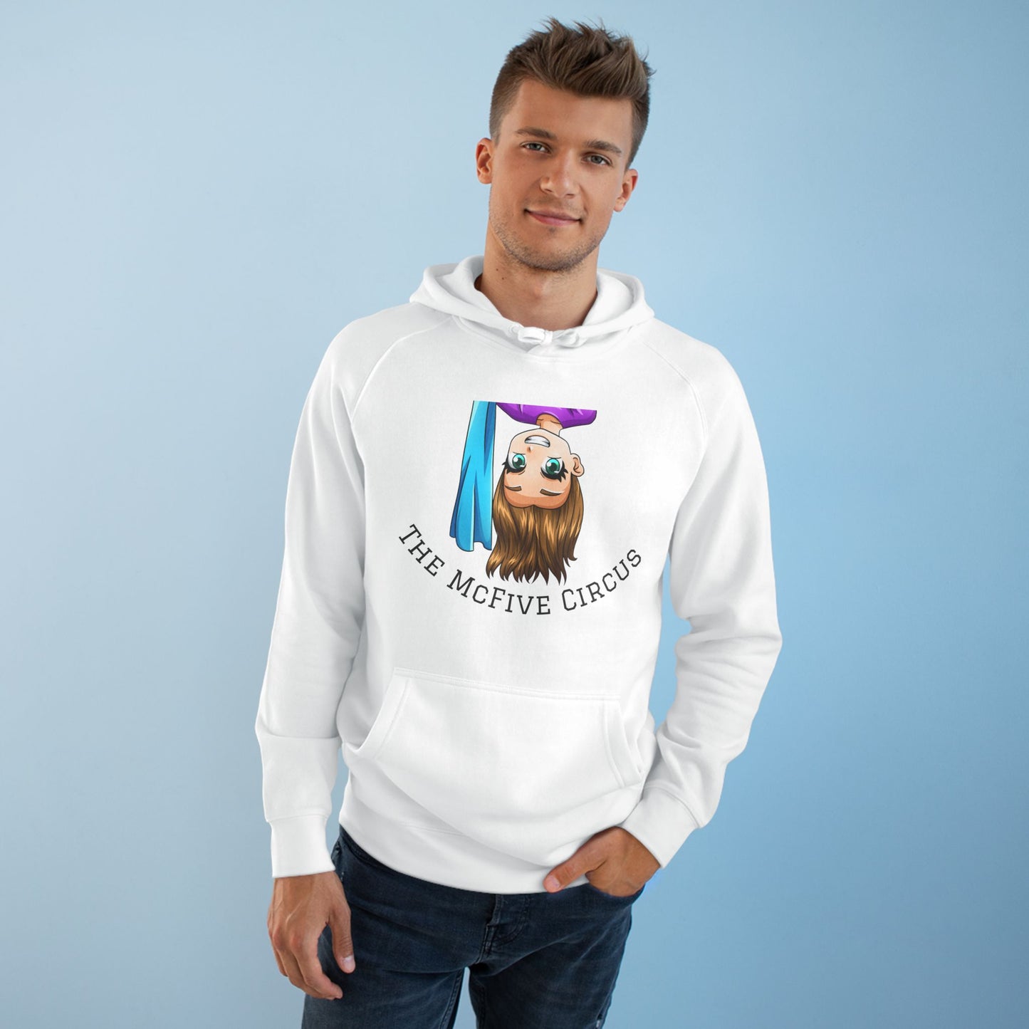 The McFive Circus Hoodie — Upside-Down Clown Graphic Pullover